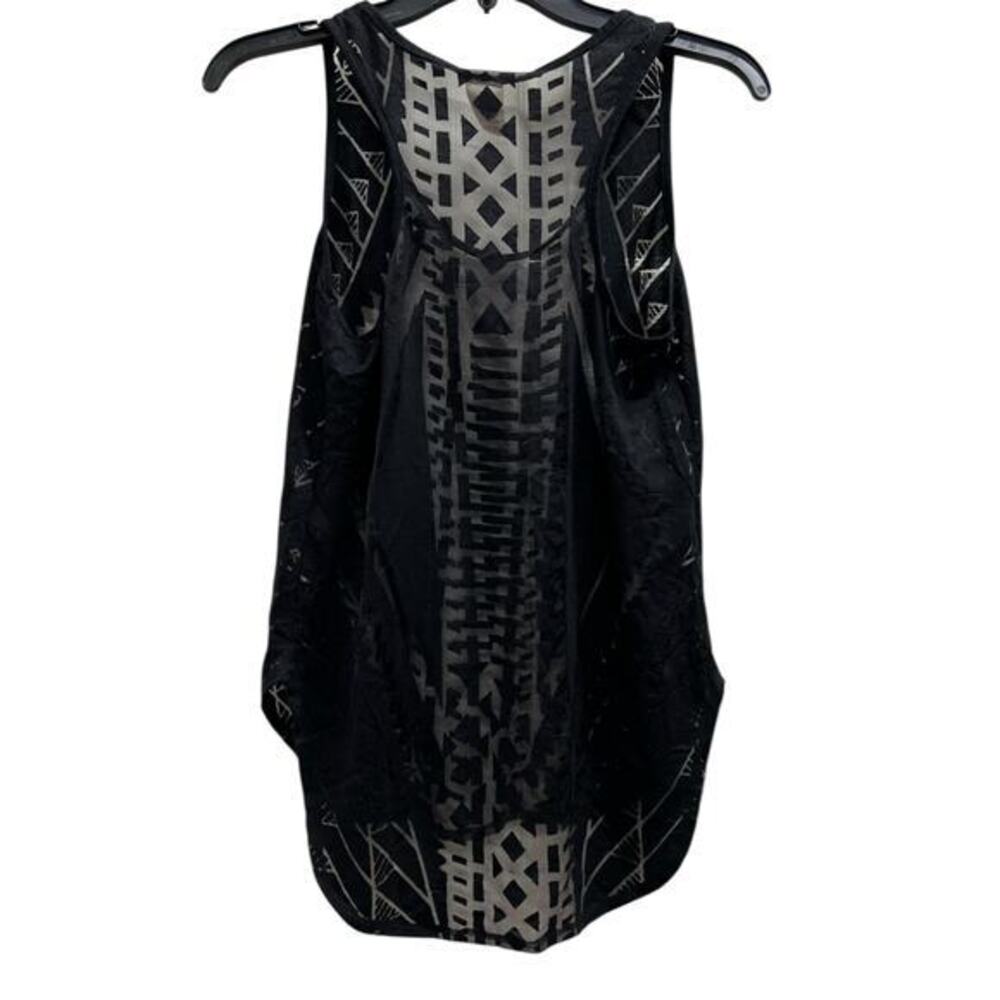 Vintage Faded Glory Black sheer geometrical dress tank top size S